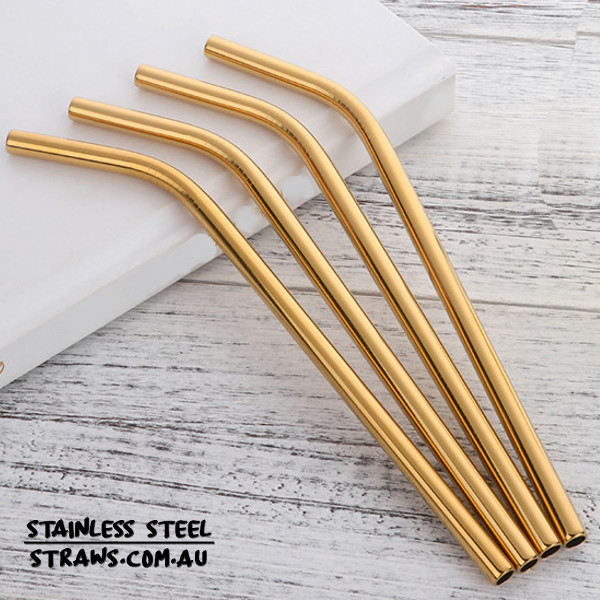 yellow gold stainless steel straws